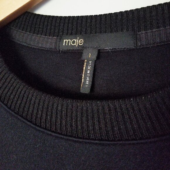 Maje Tonnerre Rouge Wing Embroidered Bird Sweatshirt Top Black S $220 Crewneck - Picture 9 of 16